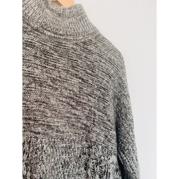 VERA WANG Gray Chunky Sweater Sz XL Cable Knit Long Sleeve Hi-Low Mixed Pattern - Picture 2 of 8